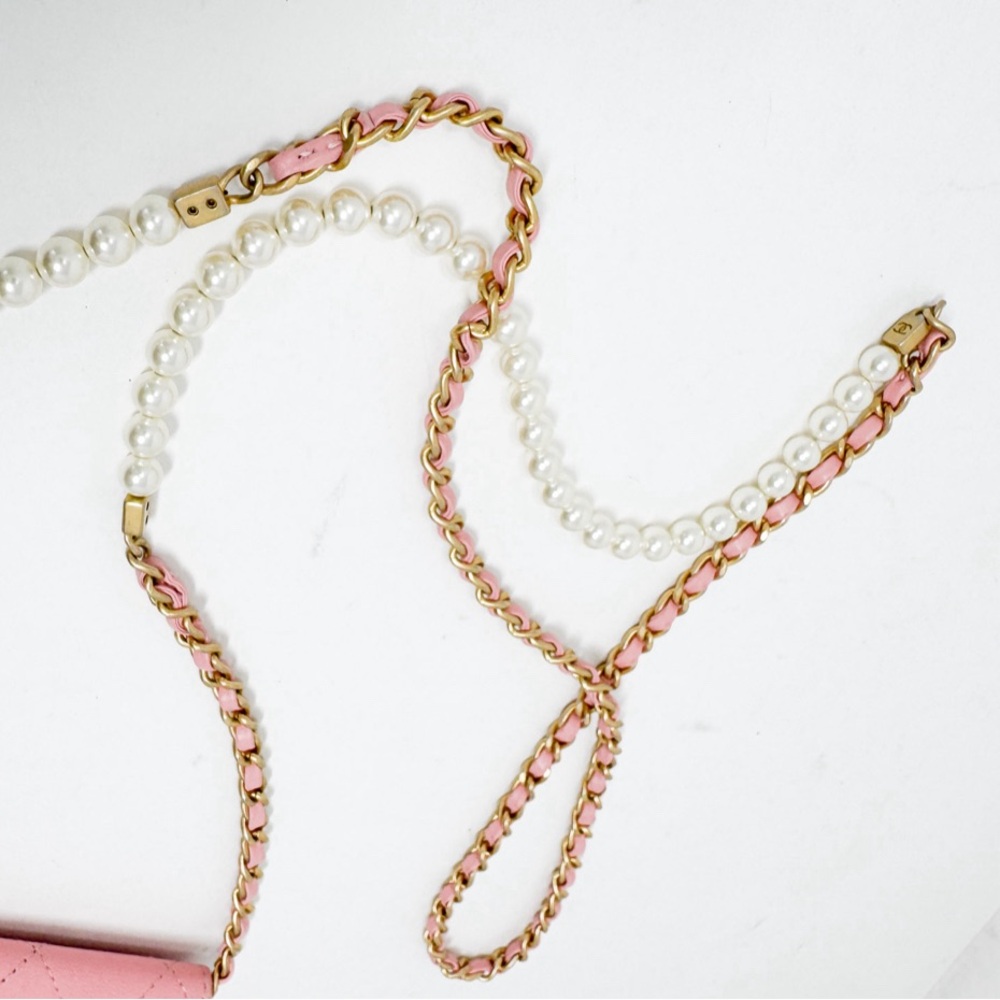 Chanel Pink Pearl Chain Vertical Flap Bag - Picture 11 of 13